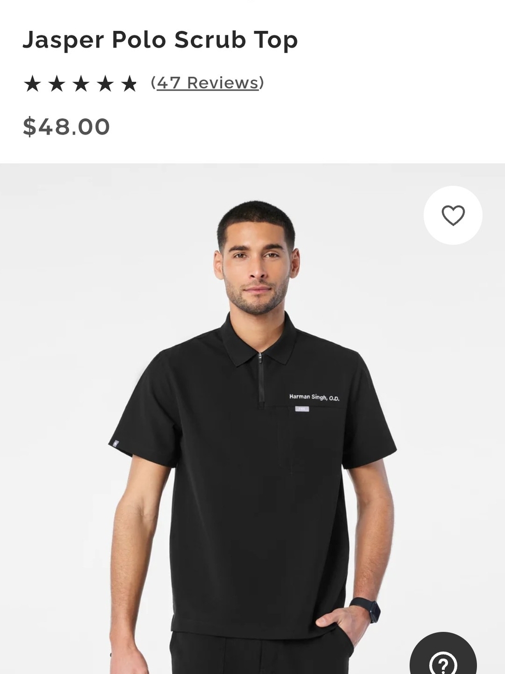 FIGs Jasper Polo Scrub Top - Black